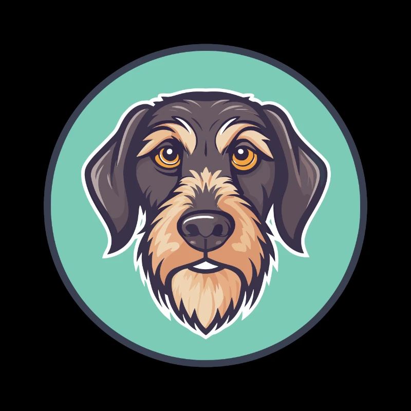 German Wirehaired Pointer Dog Breed Cartoon Kawaii