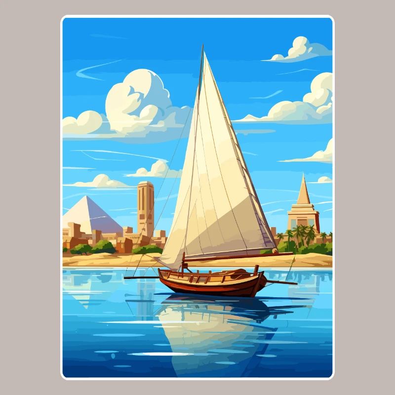 Le Caire, Égypte, Grandes Pyramides De Gizeh, Affiche De Voyage
