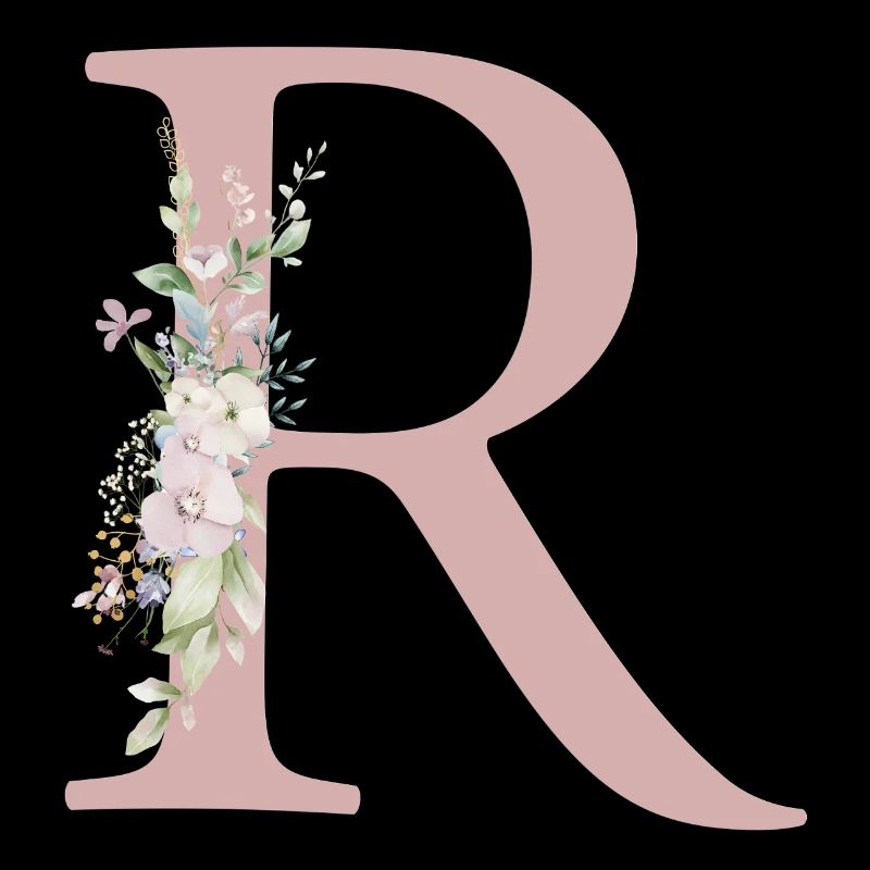 R Monogramm, Floral, personalisierbar