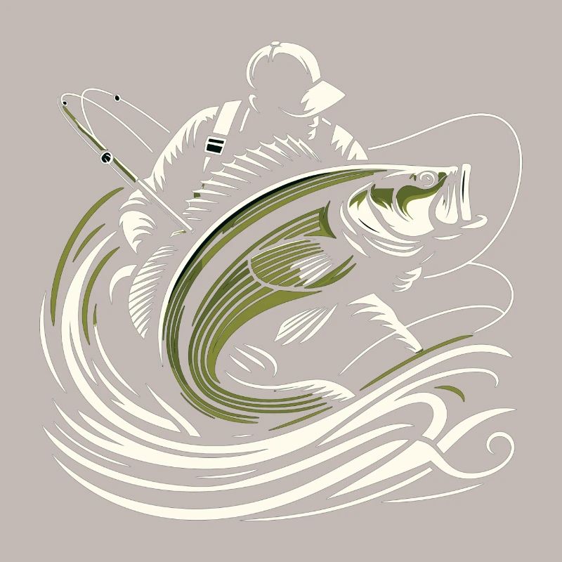 Pêche pêcheur perche poisson géant vert olive cadeau