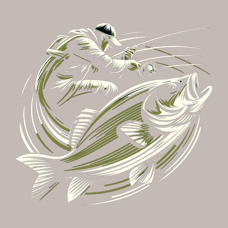 Pêche pêcheur perche poisson géant vert olive cadeau
