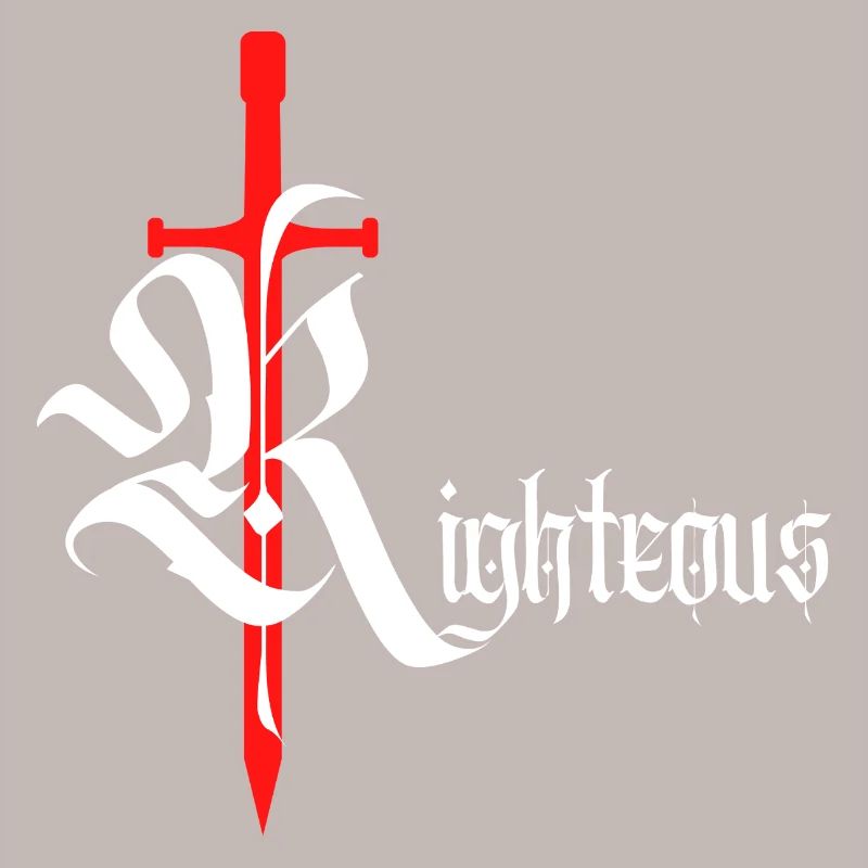 Gothique Righteous Design avec épée avec texte blanc