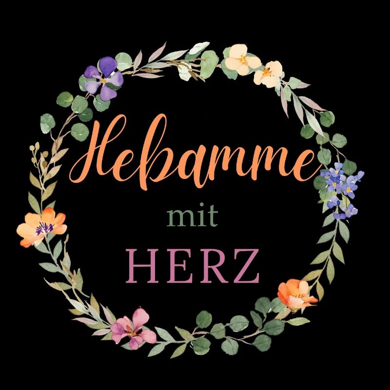 Hebamme mit Herz - florales Design - 