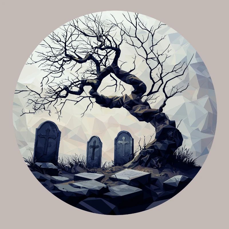 Forgotten gravesite with gnarled tree