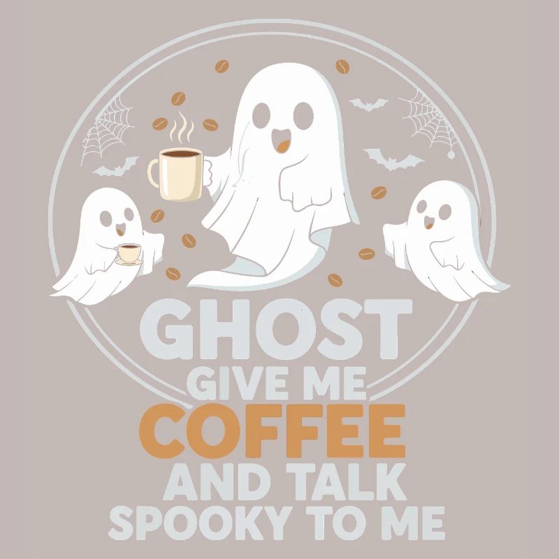 Spooky Ghost with Coffee and Chat Design