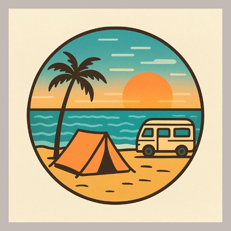 Beach Sunset with Tent