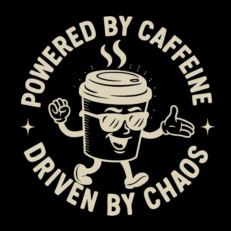 Powered by Caffeine, Driven by Chaos Kaffee Spruch