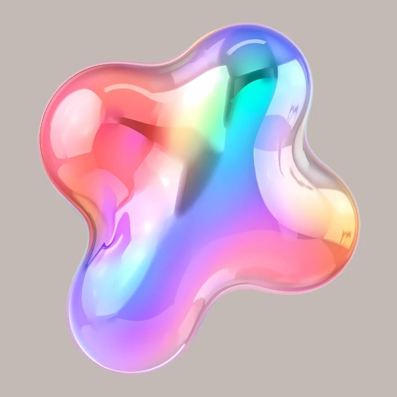 Rainbow Glossy Abstract Blob Design