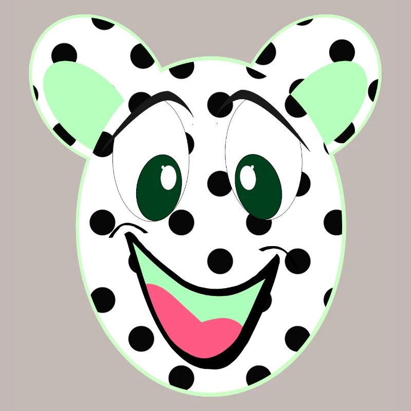 Laughing bear head with dots