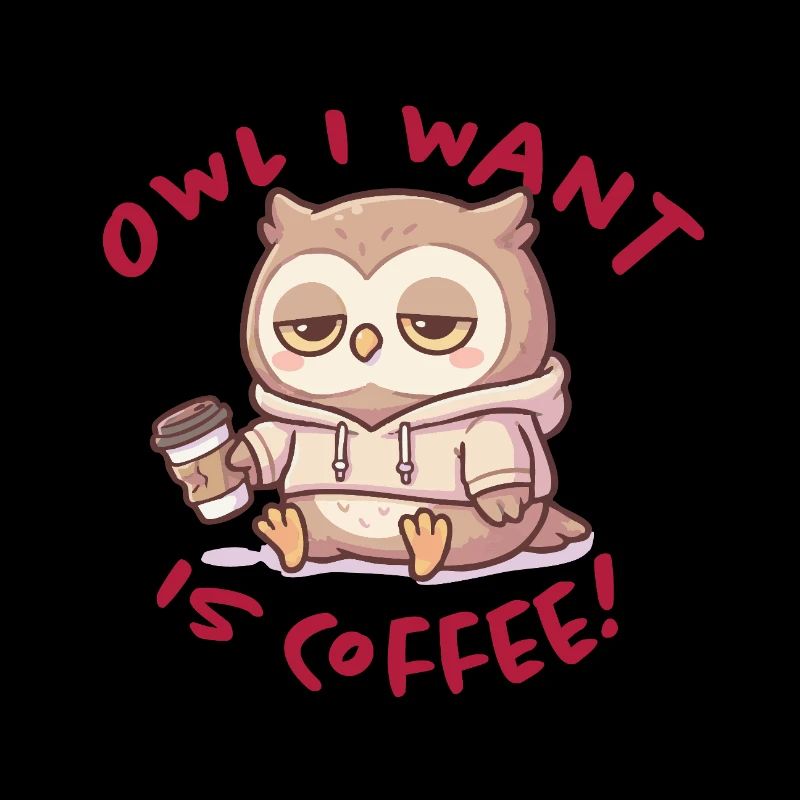 Sweat à capuche Coffee Love Owl Pullover