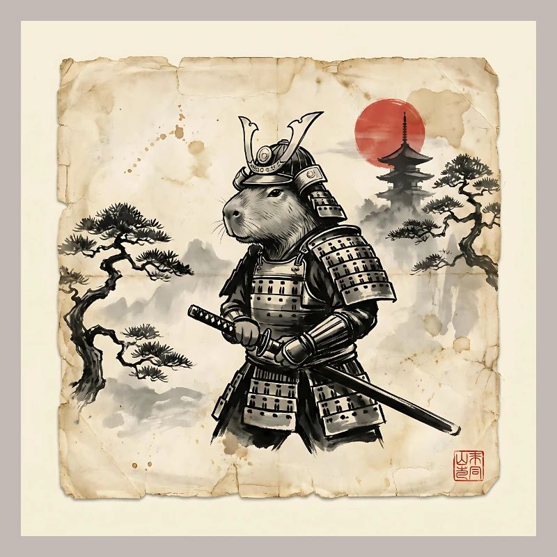 Capybara Samurai Japanese Warrior