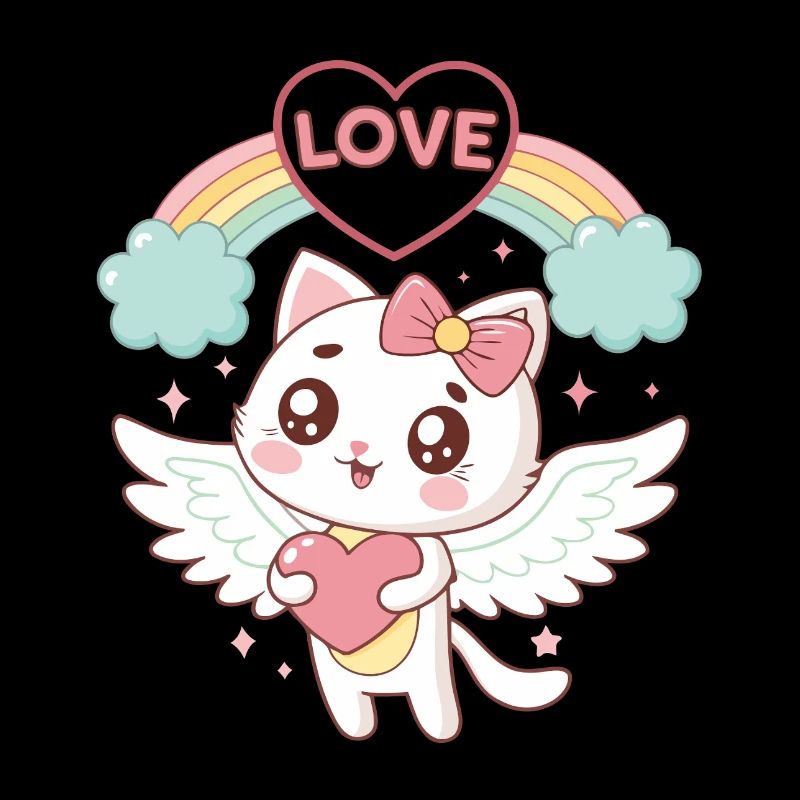 Rainbow Love Winged Cat