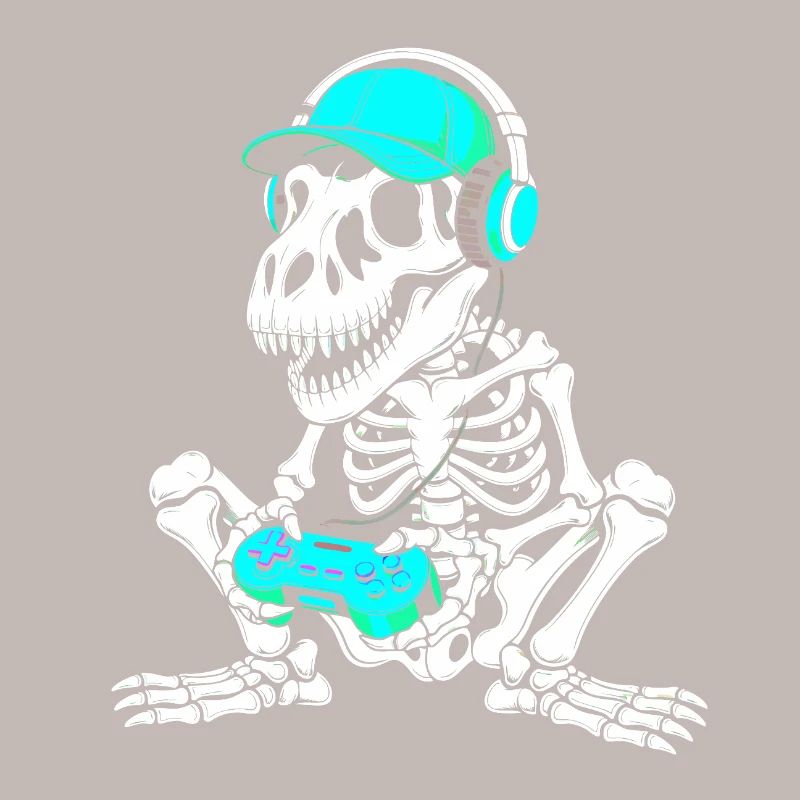 Skelett DJ mit Controller und Headset