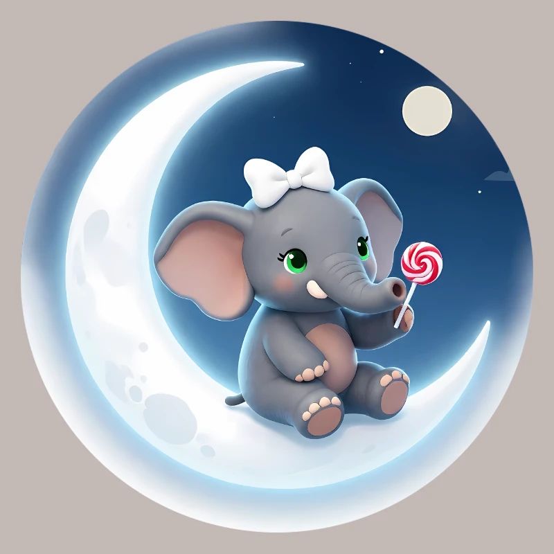 Biser de lune avec un éléphant à sucettes