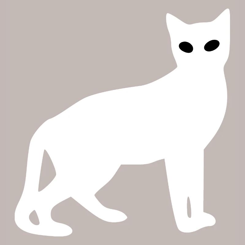 White Cat Silhouette Gift Cat Lover