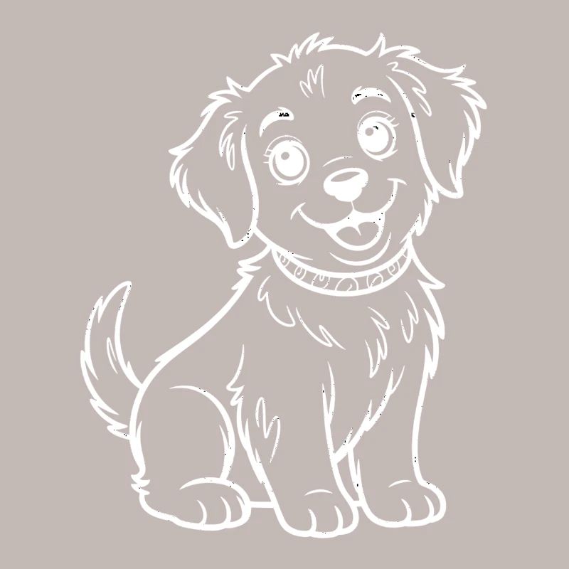 Dessin de traits du chiot souriant