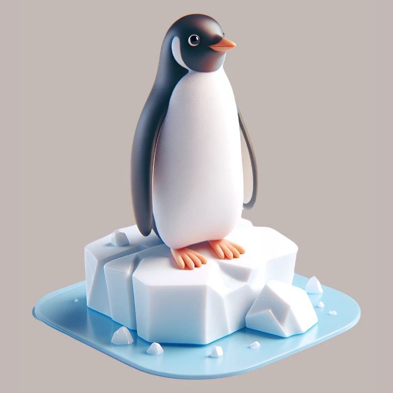 Pinguin auf Eisblock 3D