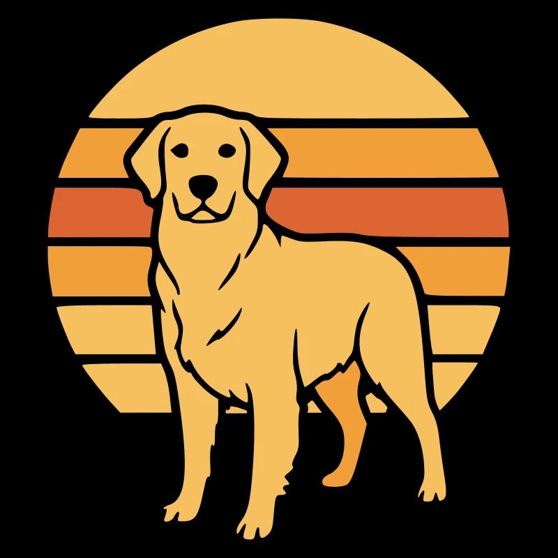 Icône rétro du Coucher de soleil du chien