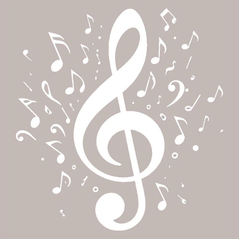 Exploding clef with notes