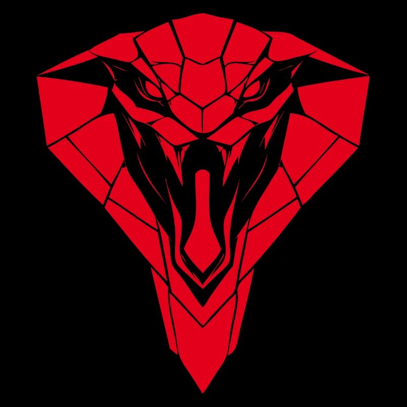 Red Geometric Snake Head