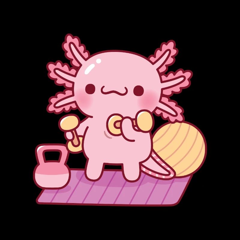 Entraînement mignon d’axolotl avec des haltères