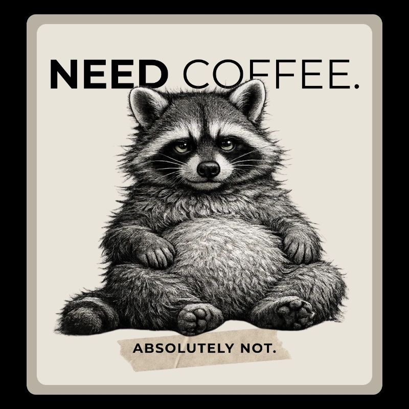 Need Coffee Lazy Raccoon Meme