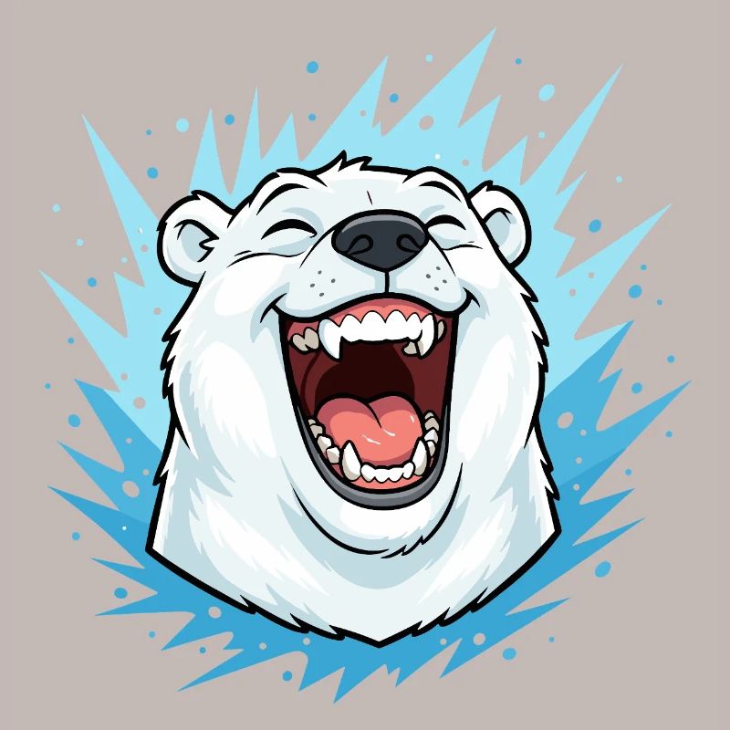 Laughing Polar Bear in Blue Lightning