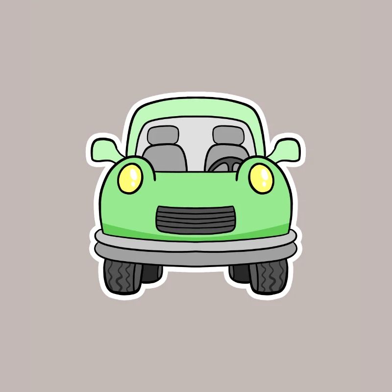 Cheerful green wagon front view