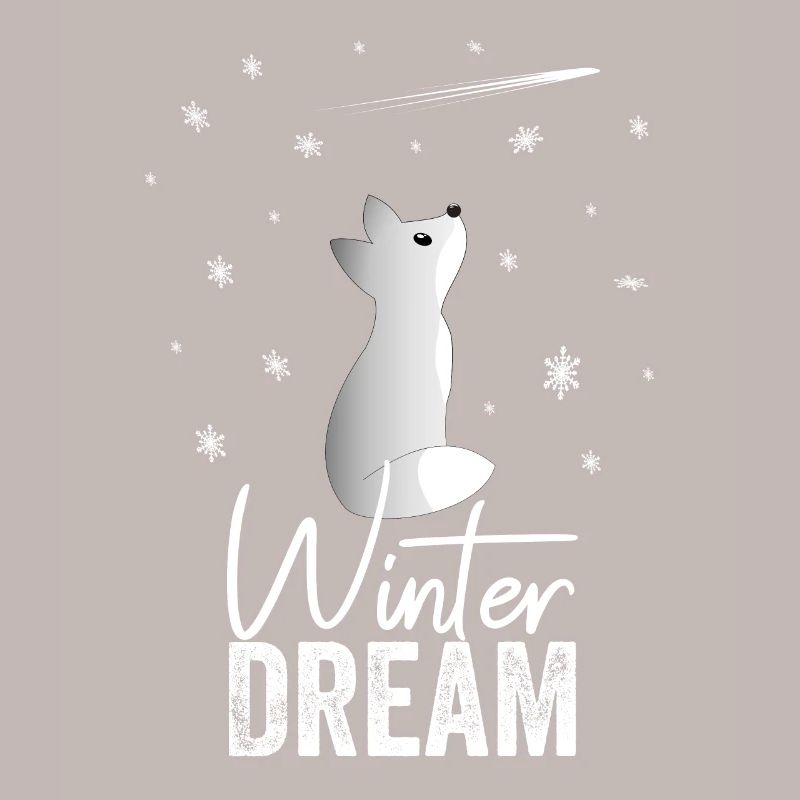Winter Dream A Cute Snow Fox Watching Snowflakes