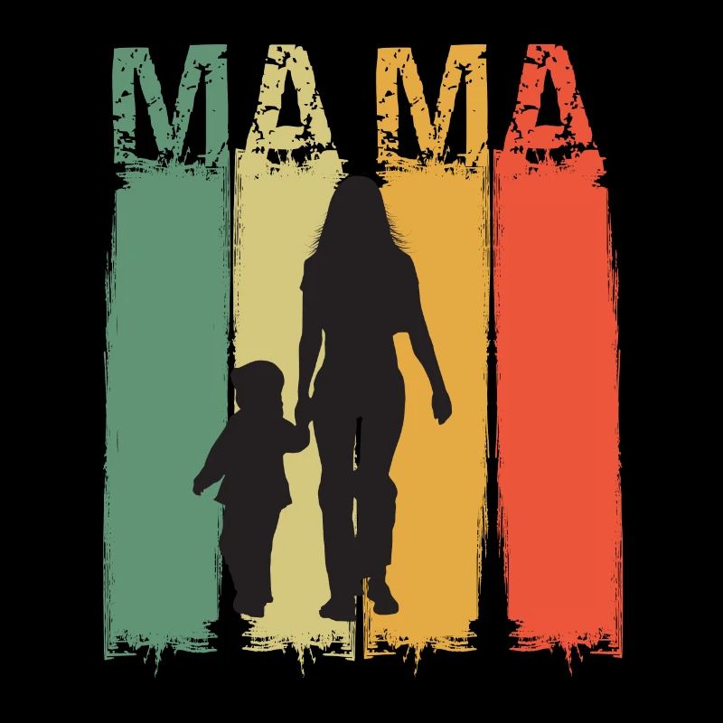 Mama Silhouette im Retrofarben Design Muttertag