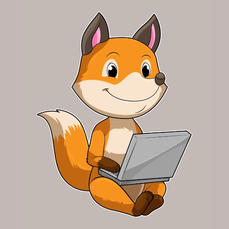 Fuchs avec ordinateur portable