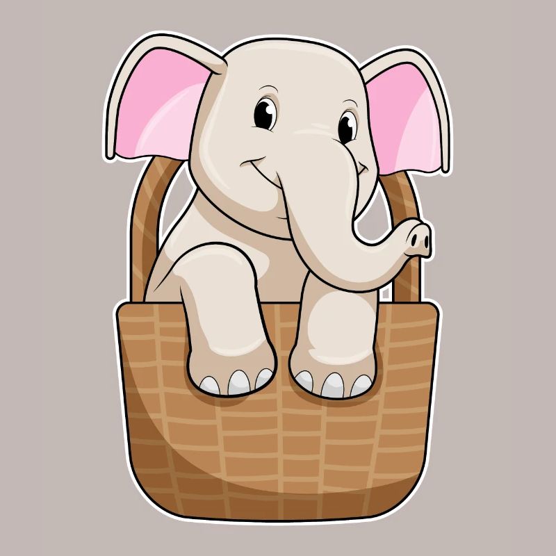 Éléphant avec panier