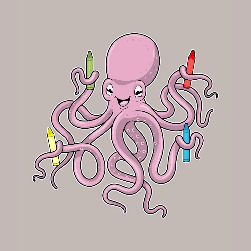 Octopus with wax crayons