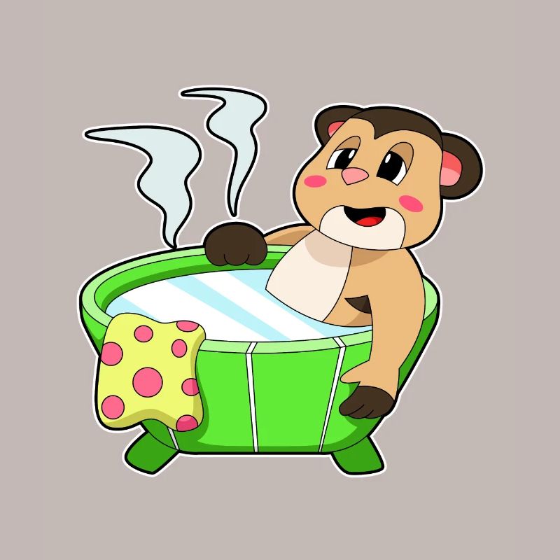 Suricates se baignant dans la baignoire