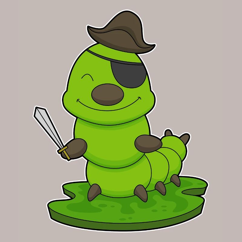 Chenille en pirate avec une épée