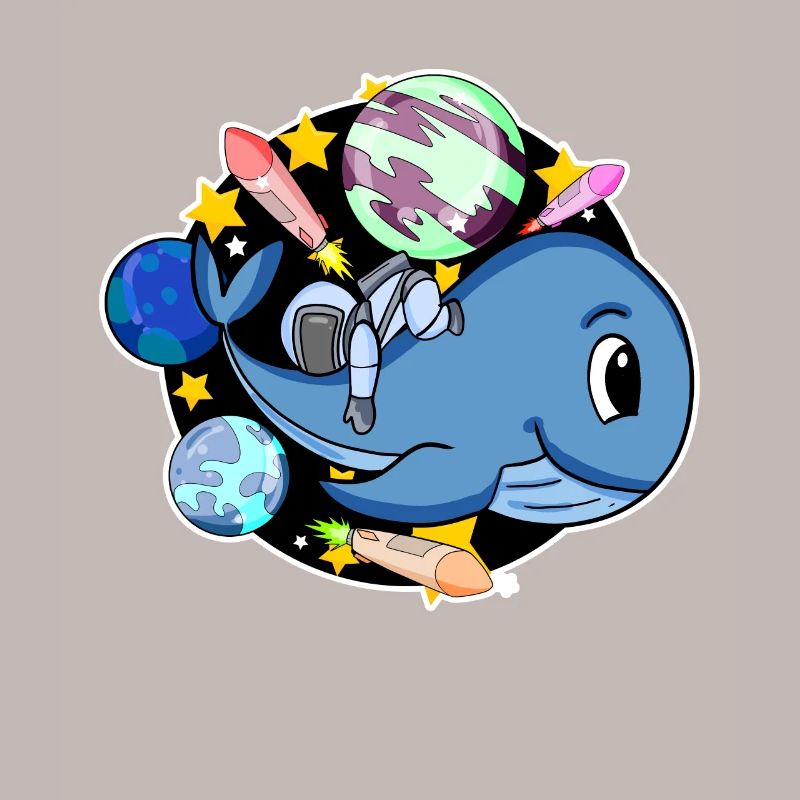 Astronaute dans l’espace avec une baleine