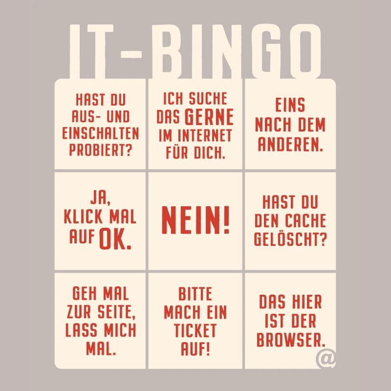 IT Support Bingo Service Desk IT Helpdesk Sysadmin