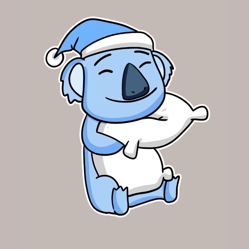 Koala with pillow and sleeping cap