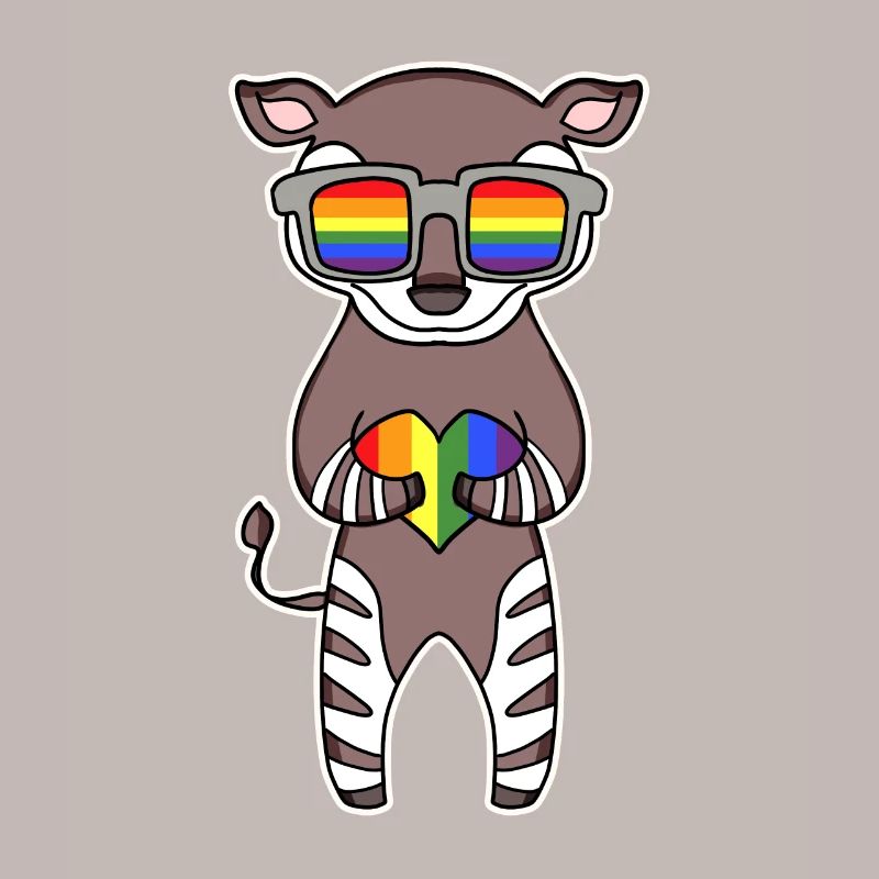 Regenbogen - Okapi mit Brille