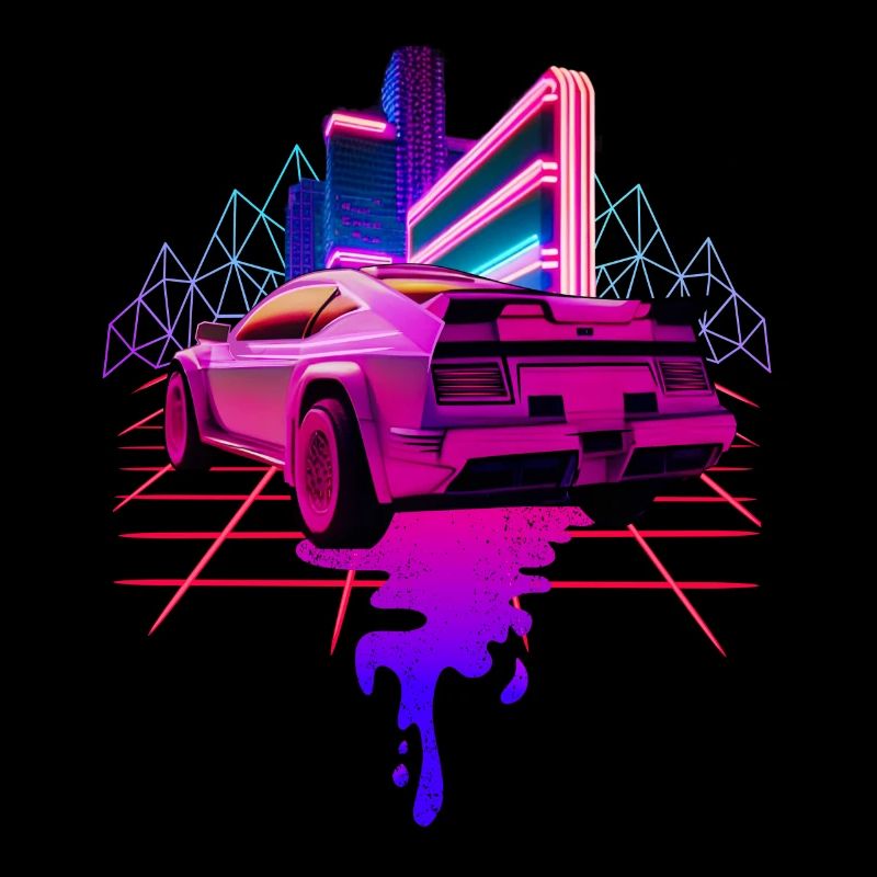 Rétro Wave Voiture de sport Vaporwave