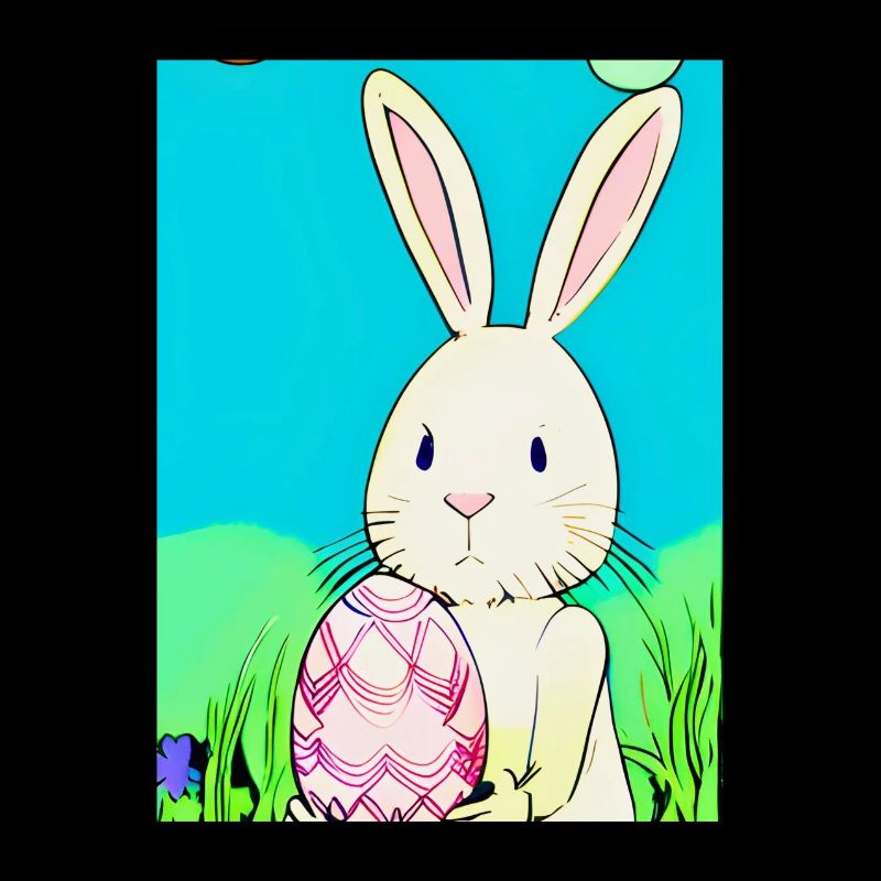 Lapin de Pâques néon avec un œuf de Pâques dans l’herbe