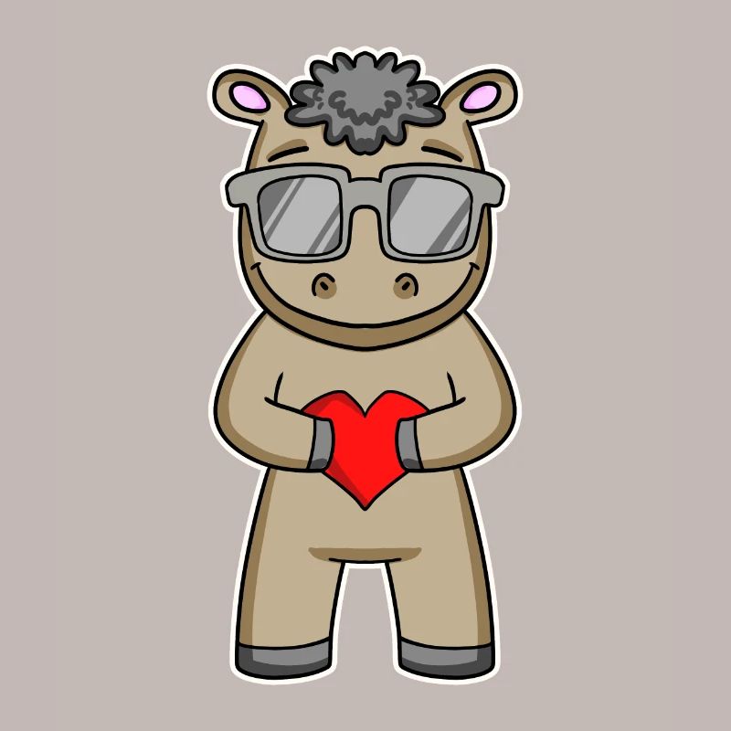 Cooles Pferd mit Brille und Herz