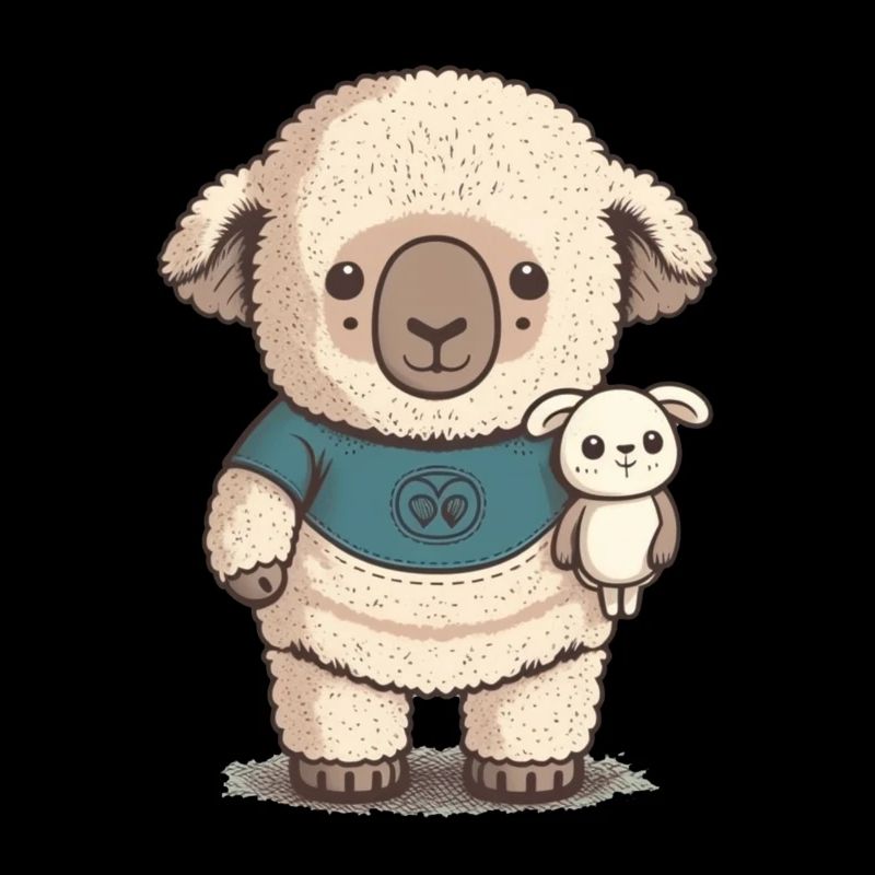 Verschlafenes Schaf mit Kuscheltier