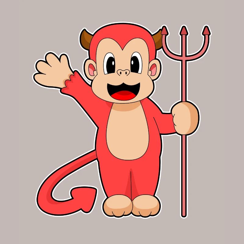 Monkey Halloween Devil Trident