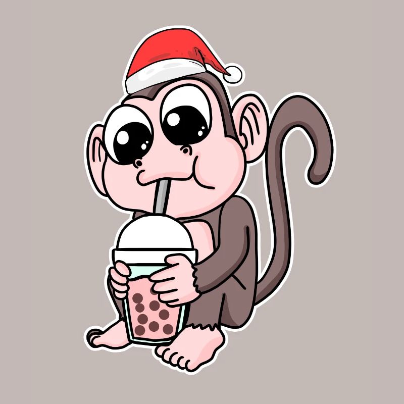 Affe Weihnachten Bubble Tea