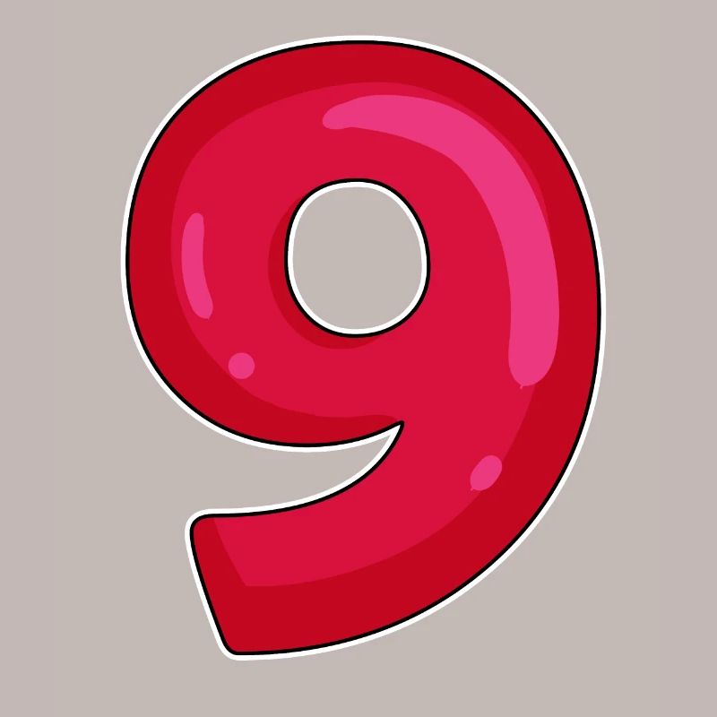NINE - 9 - Digit red