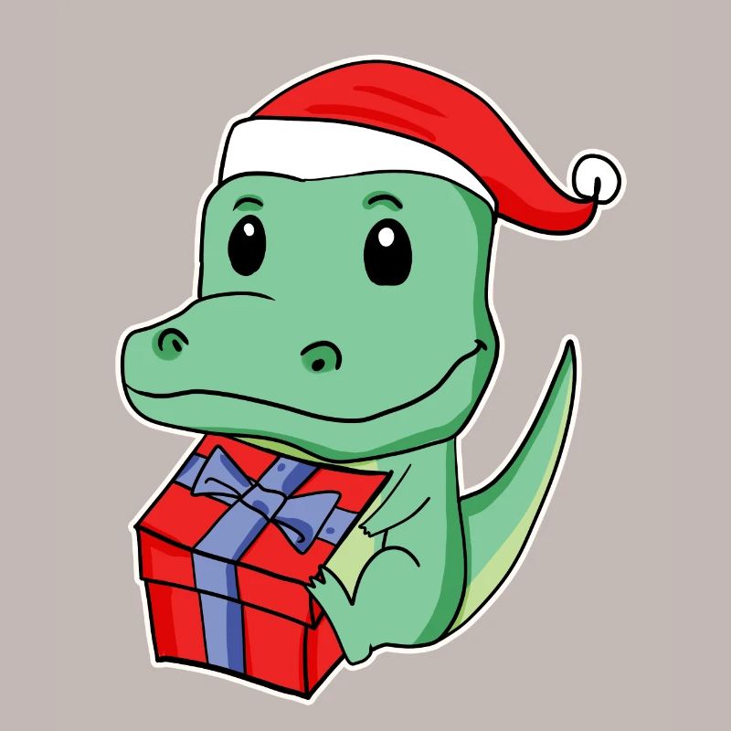 Krokodil mit Weihnachtsmütze