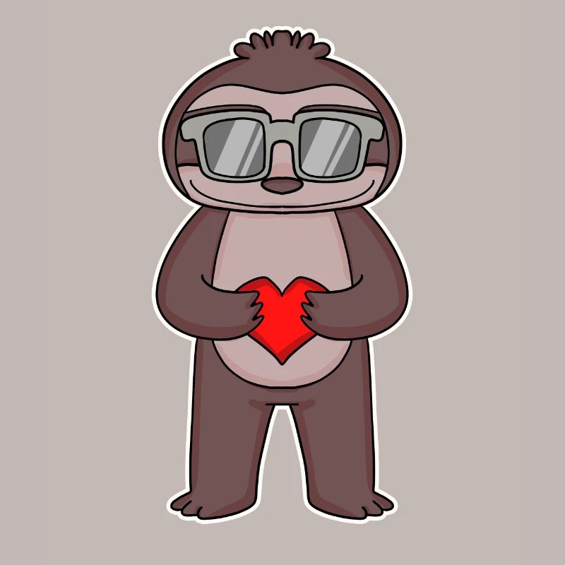 Faultier mit Herz und Brille