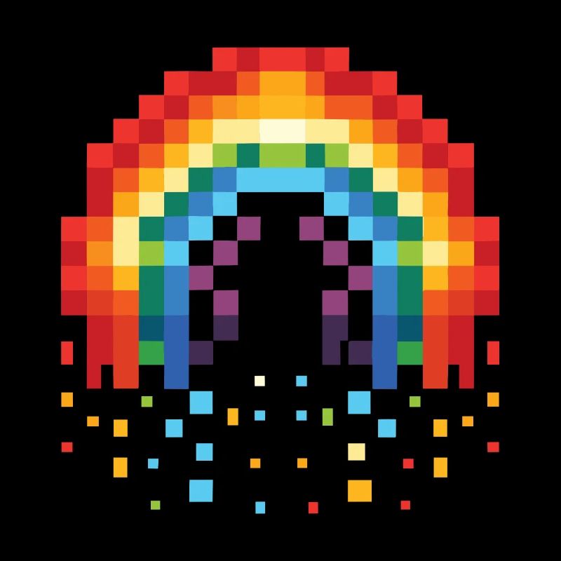 Pixel Art Rainbow 8-Bit Retro