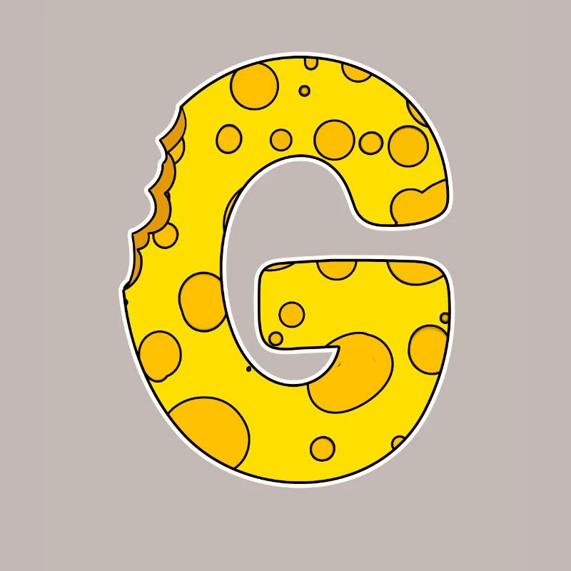 Buchstabe G - Anfangsbuchstabe G - Käse Motiv